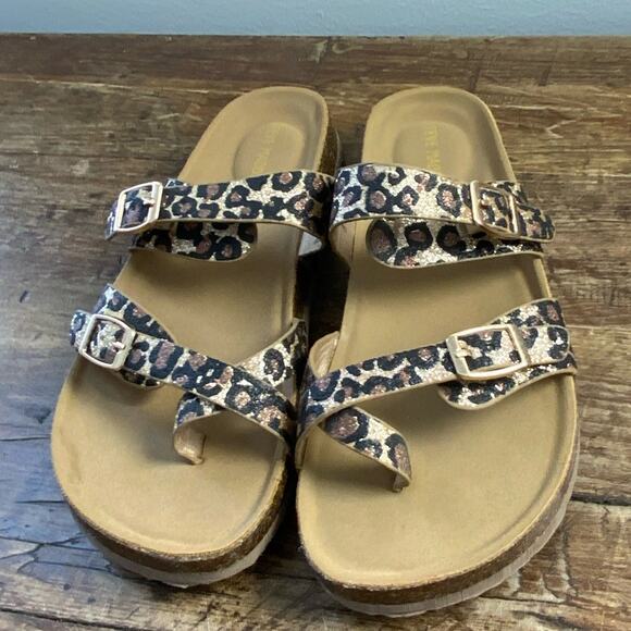 Steve Madden Girls Glittery Leopard Print‎ Sandal size 3 - Picture 2 of 6